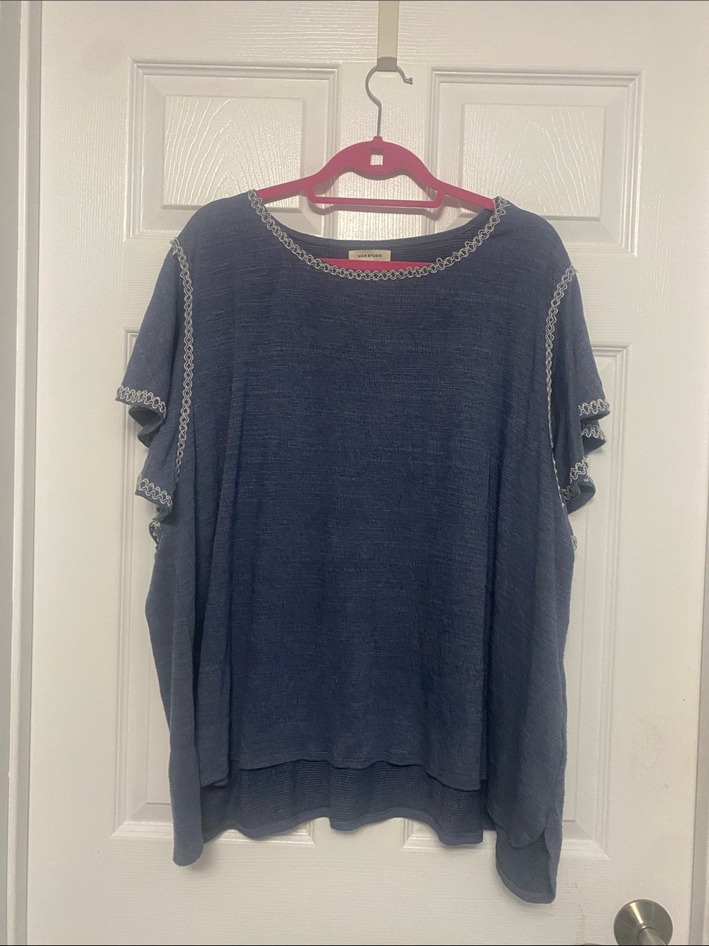 Max Studio navy V-Neck Ruffle Sleeve Blouse 3x